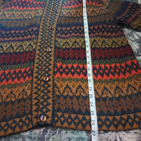 The Alpaca Connection Colorful Nordic Cardigan XL Peru 90s Folklore Boho Cabin - Picture 15 of 16